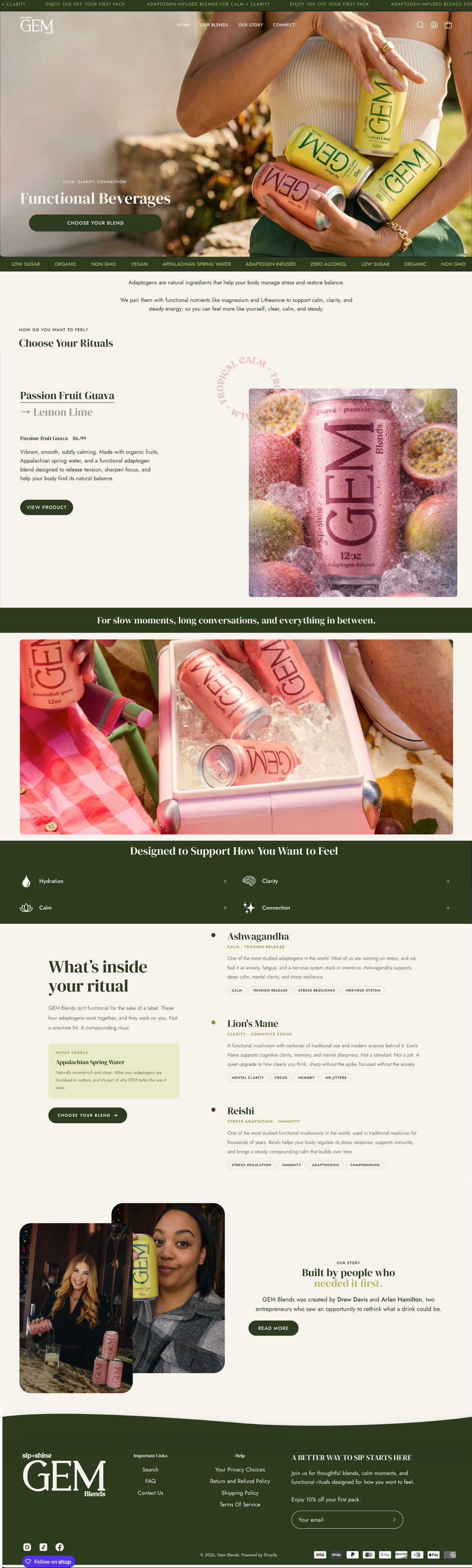 Gem Blends website screenshot